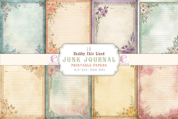 Download Shabby Chic Lined Junk Journal Pages - Page Collection