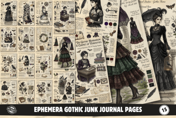 Download Ephemera Gothic Junk Journal Pages - Page Collection