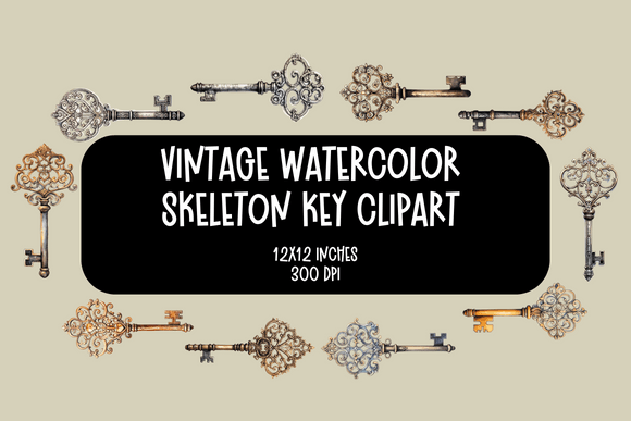 Download Vintage Watercolor Skeleton Keys Clipart - Premium Resources