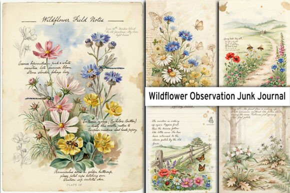 Download Wildflower Observation Junk Journal Page - Premium Bundle