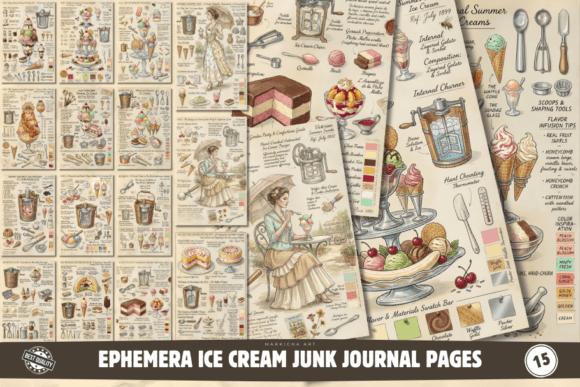 Download Ephemera Ice Cream Junk Journal Pages - Page Collection