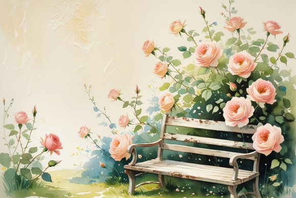 Download Vintage Watercolor Spring Roses Garden - Vintage watercolor Collection