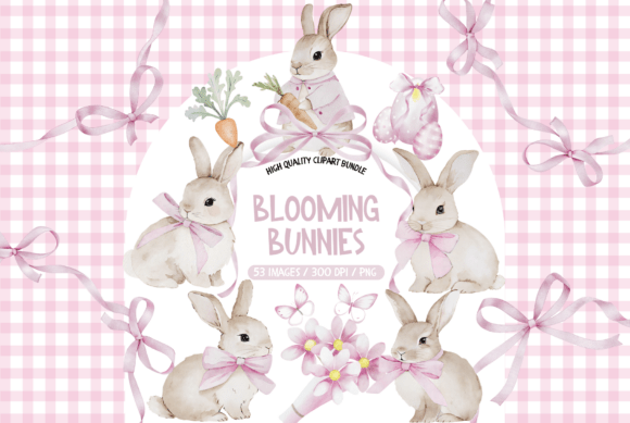 Download Blush Pink Easter Bunnies Clipart - Blush pink Collection