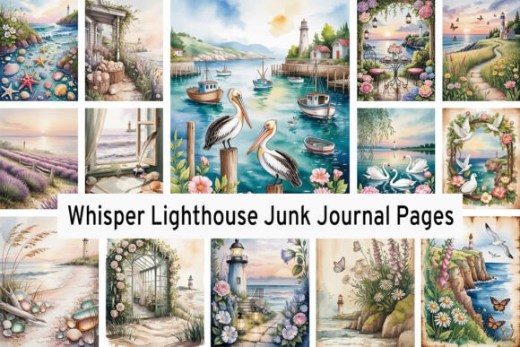 Download Whisper Lighthouse Junk Journal Pages - Page Collection
