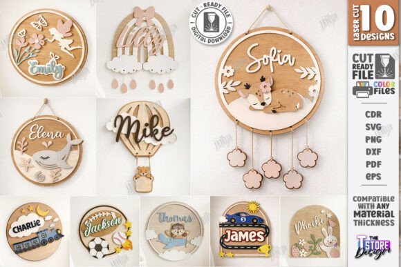 Download 3D Kids Room Name Signs Laser Cut Bundle - Kids room Collection