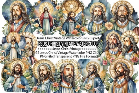 Download Jesus Christ Vintage Watercolor Bundle - Vintage watercolor Collection