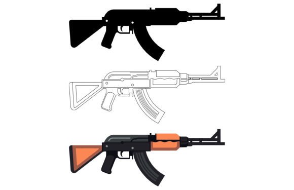 Download AK47 Machine Gun Vector Silhouette - Premium Resources