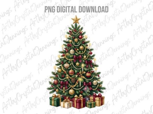 Download Vintage Watercolor Christmas Tree PNG - Vintage watercolor Collection