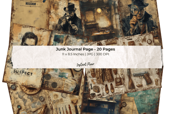 Download Detective Junk Journal Pages Set - Page Collection