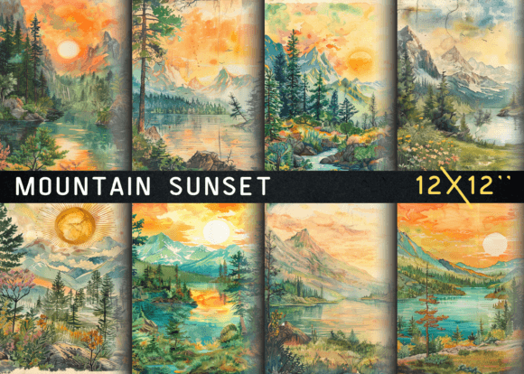 Download Mountain Sunset Junk Journal Page - Page Collection