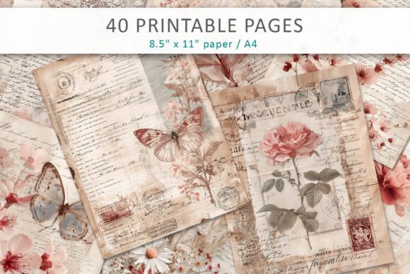 Download Shabby Chic Junk Journal Pages - Page Collection